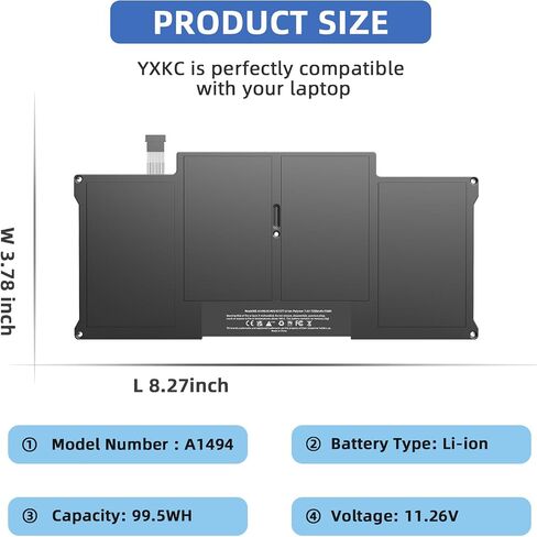 A1465 Battery Replacement for MacBook Air 11 inch A1406 A1370 A1495 Battery-[Mid 2011 2012 2013 Early 2014 2015 Version]-39Wh/7.6V/5100mAh in Saudi Arabia