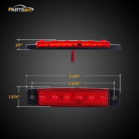 10 قطع من Partsam 3.8 بوصة كهرمان/أحمر 6LED مؤشرات جانبية لشاحنة مقطورة RV تخييم دراجة نارية متنقل (5 كهرماني + 5 أحمر) in Saudi Arabia