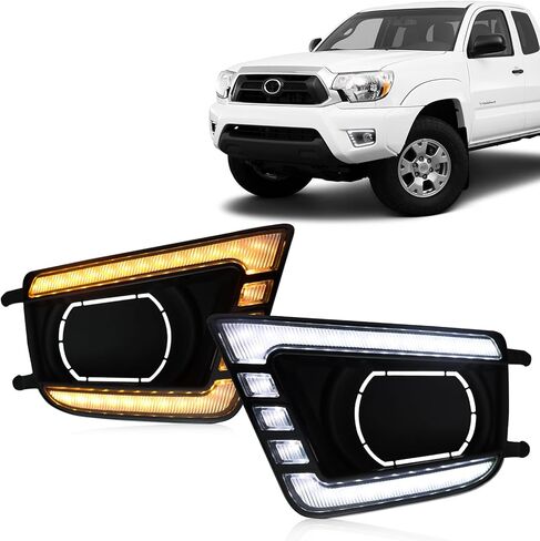 مجموعة مصابيح أمامية أمامية كاملة LED DRL بعدسة أمامية متوافقة مع تاكوما 2016-2023، وظائف التبديل باللون الأبيض والعنبر كضوء إشارة الانعطاف الخلفي in Saudi Arabia