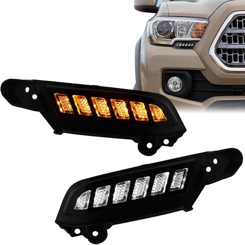 مجموعة مصابيح أمامية أمامية كاملة LED DRL بعدسة أمامية متوافقة مع تاكوما 2016-2023، وظائف التبديل باللون الأبيض والعنبر كضوء إشارة الانعطاف الخلفي in Saudi Arabia