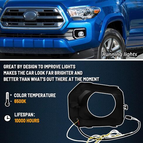 مجموعة مصابيح أمامية أمامية كاملة LED DRL بعدسة أمامية متوافقة مع تاكوما 2016-2023، وظائف التبديل باللون الأبيض والعنبر كضوء إشارة الانعطاف الخلفي in Saudi Arabia