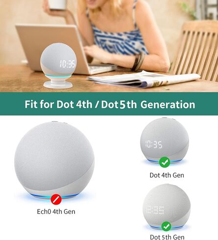 حامل طاولة عالمي من HomeMount Echo Dot 4 والجيل الخامس - حامل مكتبي جديد تمامًا من الجيل 4/5، وملحقات حامل حامل Echo Dot4/5 (أبيض) in Kuwait