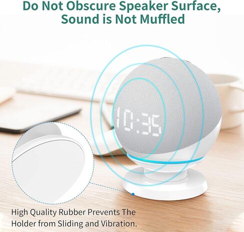حامل طاولة عالمي من HomeMount Echo Dot 4 والجيل الخامس - حامل مكتبي جديد تمامًا من الجيل 4/5، وملحقات حامل حامل Echo Dot4/5 (أبيض) in Kuwait