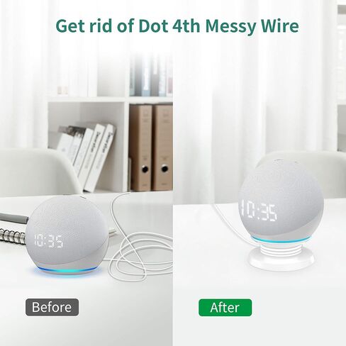 حامل طاولة عالمي من HomeMount Echo Dot 4 والجيل الخامس - حامل مكتبي جديد تمامًا من الجيل 4/5، وملحقات حامل حامل Echo Dot4/5 (أبيض) in Kuwait