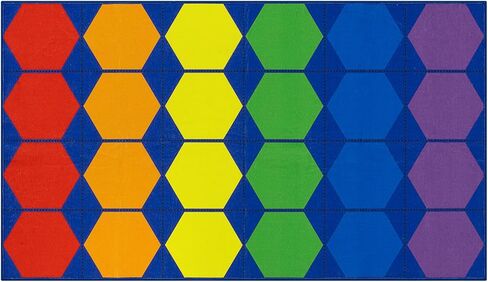 سجادة LIVEBOX السداسية للأطفال للفصول الدراسية، سجادة الفصول الدراسية قابلة للغسل للمدرسة والحضانة، سجاد ملون لمنطقة الفصول الدراسية للأطفال غير قابل للانزلاق لتعلم الرعاية النهارية، 13'x7'5 بوصة (مقاعد-24) in Kuwait