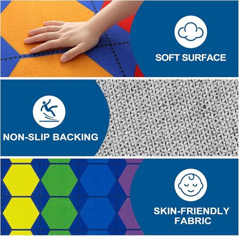 سجادة LIVEBOX السداسية للأطفال للفصول الدراسية، سجادة الفصول الدراسية قابلة للغسل للمدرسة والحضانة، سجاد ملون لمنطقة الفصول الدراسية للأطفال غير قابل للانزلاق لتعلم الرعاية النهارية، 13'x7'5 بوصة (مقاعد-24) in Kuwait