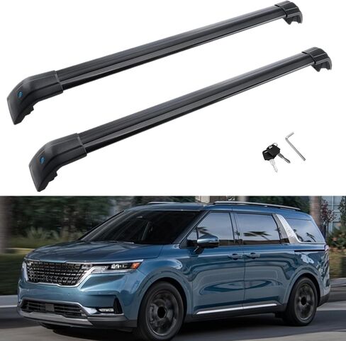 أرفف سقف MotorFansClub قضبان متقاطعة تناسب Kia Carnival Sedona 2021 2022 أرفف أمتعة قابلة للقفل قضبان متقاطعة على السقف (غير مناسبة لعام 2024، تحتاج إلى ربطها بالقضبان الجانبية المفتوحة) in Kuwait