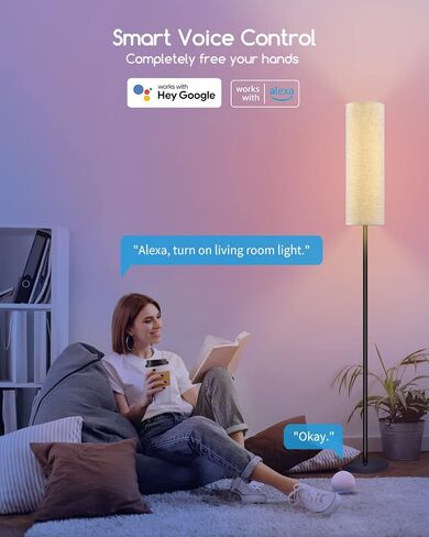 RGB Smart LED Floor Lamps for Living Room, Compatible with Alexa, Google Home, 69" Tall Modern Standing Lamp for Bedroom with Remote & WiFi APP Control, 2700k-6500k Corner Lamp with Linen Lampshade in Saudi Arabia