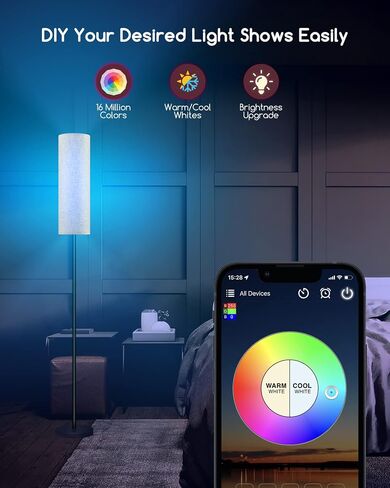 RGB Smart LED Floor Lamps for Living Room, Compatible with Alexa, Google Home, 69" Tall Modern Standing Lamp for Bedroom with Remote & WiFi APP Control, 2700k-6500k Corner Lamp with Linen Lampshade in Saudi Arabia