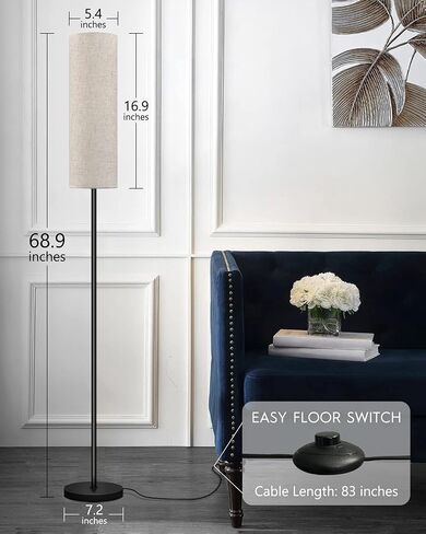 RGB Smart LED Floor Lamps for Living Room, Compatible with Alexa, Google Home, 69" Tall Modern Standing Lamp for Bedroom with Remote & WiFi APP Control, 2700k-6500k Corner Lamp with Linen Lampshade in Saudi Arabia