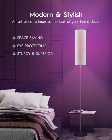 RGB Smart LED Floor Lamps for Living Room, Compatible with Alexa, Google Home, 69" Tall Modern Standing Lamp for Bedroom with Remote & WiFi APP Control, 2700k-6500k Corner Lamp with Linen Lampshade in Saudi Arabia