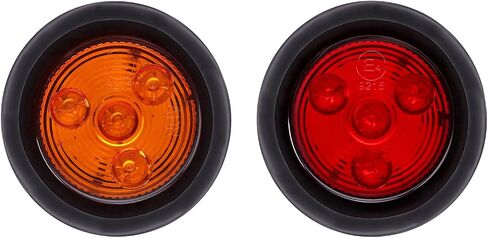 2 Inch 4 LED Round Trailer Light with Grommet Plug Fit for Truck Trailer RV Camper Bus, Side Marker Clearance Lamp, 5 Amber and 5 Red in Saudi Arabia