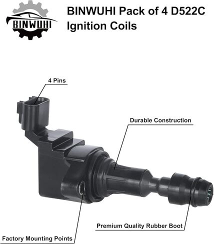 حزمة من 4 ملفات إشعال متوافقة مع Chevy HHR Malibu Cobalt Equinox Captiva GMC Terrain Pontiac G5 G6 Solstice Buick Lacrosse Regal Verano Saturn Aura يستبدل D522C 12638824 UF491 حزمة لفائف in Kuwait