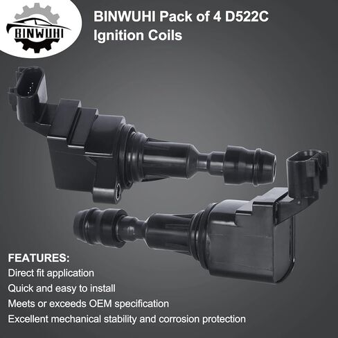 حزمة من 4 ملفات إشعال متوافقة مع Chevy HHR Malibu Cobalt Equinox Captiva GMC Terrain Pontiac G5 G6 Solstice Buick Lacrosse Regal Verano Saturn Aura يستبدل D522C 12638824 UF491 حزمة لفائف in Kuwait