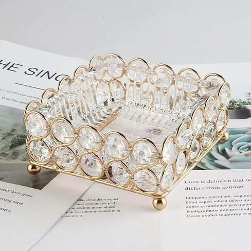 منفضة سجائر سيجار زجاجية معدنية من XB'ANG للسجائر في الهواء الطلق قابلة للفصل 2 في 1 منفضة سجائر كريستال مربعة للأعشاب/ديكور المنزل/الخارج/داخلي/خارجي/فناء ذهبي (4.72 × 4.72 بوصة) in Kuwait