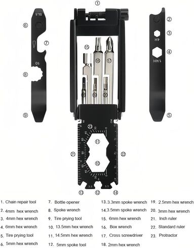 أدوات الدراجة المتعددة - مجموعة أدوات إصلاح الدراجة - 20 في 1 أداة متعددة خفيفة الوزن للدراجة - مفتاح ربط سداسي لإطارات الدراجة، مجموعة أدوات متعددة للدراجات الجبلية المحمولة in Kuwait