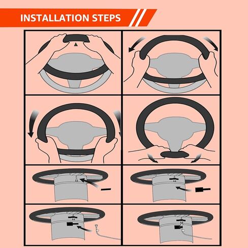 غطاء عجلة القيادة مُدفأ، قابس سيارة 12 فولت، مناسب بشكل عام 14.5-15.5 بوصة، غطاء حماية أسود لعجلة القيادة التلقائية in Kuwait