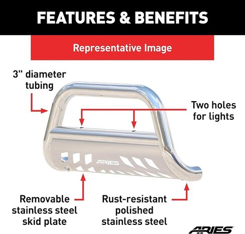 ARIES 35-1003 2-1/2-Inch Polished Stainless Steel Bull Bar, Select Jeep Grand Cherokee in Saudi Arabia