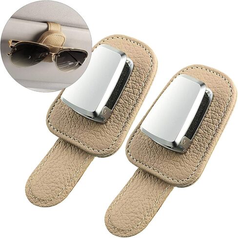 قطعتان من حامل نظارات السيارة، حامل نظارات شمسية عالمي للسيارة من الجلد ومشبك للنظارات لقناع السيارة in Kuwait