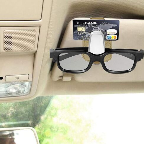 قطعتان من حامل نظارات السيارة، حامل نظارات شمسية عالمي للسيارة من الجلد ومشبك للنظارات لقناع السيارة in Kuwait