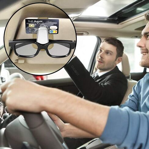 قطعتان من حامل نظارات السيارة، حامل نظارات شمسية عالمي للسيارة من الجلد ومشبك للنظارات لقناع السيارة in Kuwait