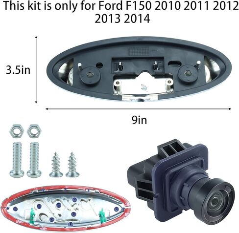 طقم كاميرا احتياطية بشعار الباب الخلفي من Ford متوافق مع Ford F-150 2011-2014 مجموعة استبدال الكاميرا المساعدة في ركن السيارة AL3Z-19H511-A، BL3Z-19G490-B in Kuwait