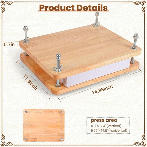 Large Book Press Book Binding Kits, Solid Wood Bookbinding Kit Starter Tools Set with Bone Folder Awl Needles Wax Thread Book Cloth for DIY Wooden Flower Press Kit, 14.88 x 11.8 Inch in Saudi Arabia