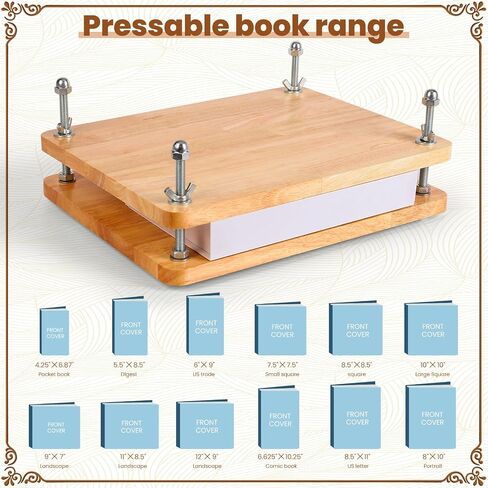 Large Book Press Book Binding Kits, Solid Wood Bookbinding Kit Starter Tools Set with Bone Folder Awl Needles Wax Thread Book Cloth for DIY Wooden Flower Press Kit, 14.88 x 11.8 Inch in Saudi Arabia