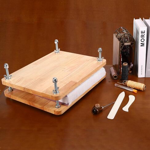 Large Book Press Book Binding Kits, Solid Wood Bookbinding Kit Starter Tools Set with Bone Folder Awl Needles Wax Thread Book Cloth for DIY Wooden Flower Press Kit, 14.88 x 11.8 Inch in Saudi Arabia