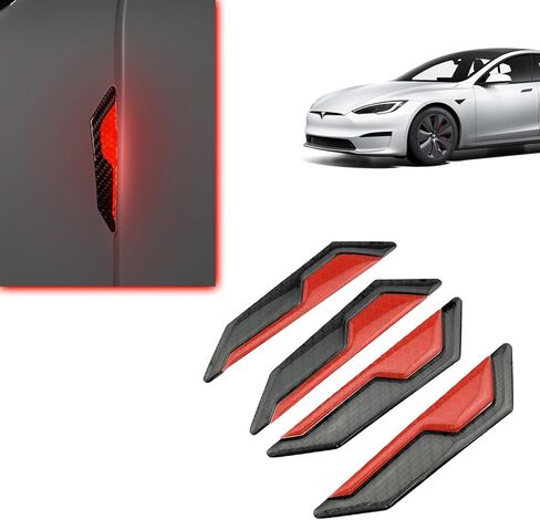 ملصقات أمان عاكسة للضوء متوافقة مع طراز Tesla Y 3 X S ملحقات زخرفة الباب شبه Cybertruck، ملصقات شريط حماية خارجي للرؤية الليلية، ديكورات مضيئة للباب (أحمر) in Kuwait