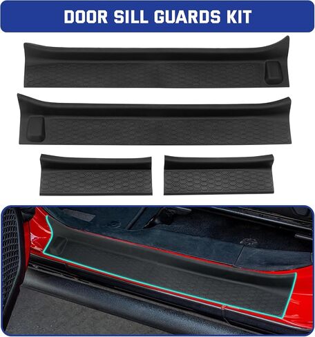 Door Sill Guards Kit Rubber Door Entry Guards Protector for 2018-2024 Wrangler JL JLU Gladiator JT 2 Door Accessories Parts Door Sill Guards Edge, 2PCS in Saudi Arabia