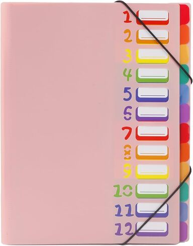 24 Pockets Expanding File Folder Organizer,Accordion File Organizer,A4 Letter Size,Rainbow Tab, for Home/Office/School Document Organizer (Black) in Saudi Arabia
