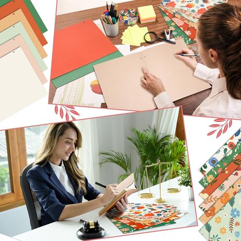 Kosiz 24 Pack Decorative File Folders 2 Pockets Folder with 3 Holes 9.5 x 11.5 Inch Floral Folders Letter Size 12 Designs Cute Folders Back to School Gifts for Office Documents Business Card Supplies in Saudi Arabia