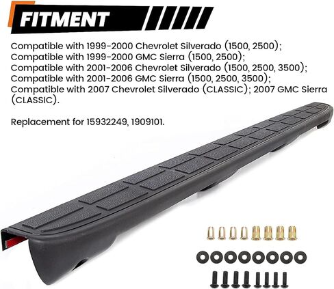 غطاء غطاء سبويلر للباب الخلفي من ECOTRIC متوافق مع 1999-2007 Chevy Silverado GMC Sierra بديل لـ #15932249 #1909101 واقي علوي مقولب أسود مزخرف in Saudi Arabia