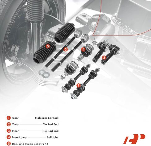 A-Premium Set of 10, Front Sway Bar Link, Lower Ball Joint, Inner Outer Tie Rod End, Compatible with Ford F-150 2005-2006, RWD or 4WD in Saudi Arabia