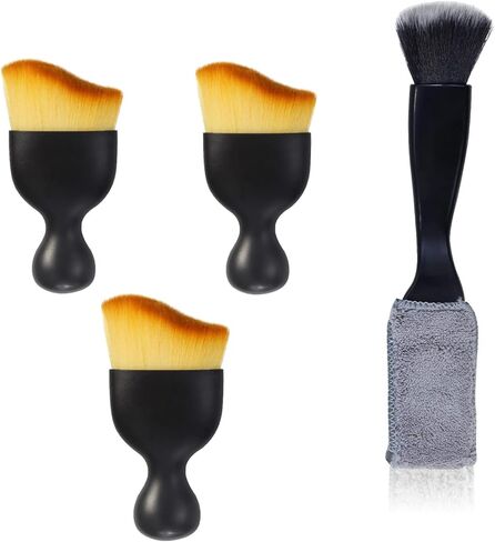 فرشاة غبار داخلية للسيارة، 4 قطع من فرشاة تفاصيل السيارة الناعمة، فرش تنظيف الغبار والأوساخ العالمية مثالية لتنظيف لوحة القيادة واللوحات وفتحة التهوية ووحدة التحكم والجلد والكمبيوتر والهاتف المحمول in Kuwait