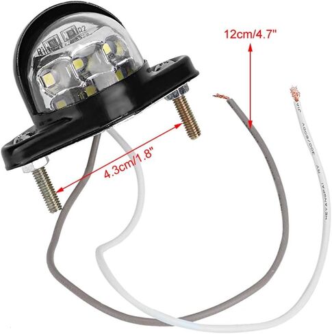 ضوء ترخيص لوحة xuuyuu، 12 فولت/36 مللي أمبير حديد معدني 6 مصابيح LED عاكس ضوء لوحة أرقام لشاحنة مقطورة الدراجات النارية، أسود in Kuwait