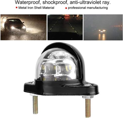 ضوء ترخيص لوحة xuuyuu، 12 فولت/36 مللي أمبير حديد معدني 6 مصابيح LED عاكس ضوء لوحة أرقام لشاحنة مقطورة الدراجات النارية، أسود in Kuwait