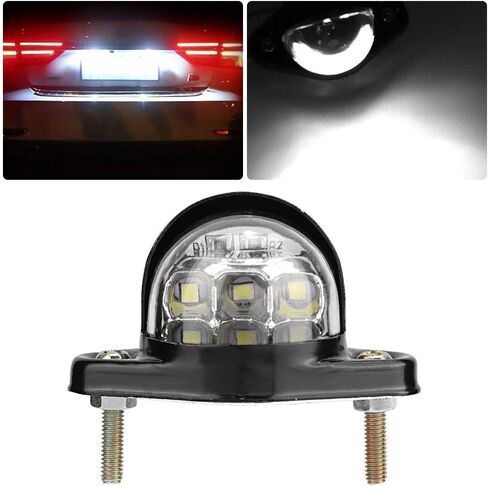 ضوء ترخيص لوحة xuuyuu، 12 فولت/36 مللي أمبير حديد معدني 6 مصابيح LED عاكس ضوء لوحة أرقام لشاحنة مقطورة الدراجات النارية، أسود in Kuwait