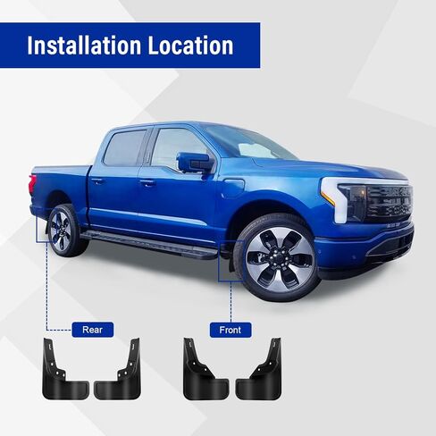 مجموعة اللوحات الطينية لـ 2022-2024 Ford F-150 Lightning Mud Flaps Kit الطين سبلاش الحرس الأمامي والخلفي 4-PC مجموعة الحاجز الطين الملحقات لا حاجة لحفر ثقوب in Saudi Arabia