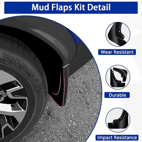 مجموعة اللوحات الطينية لـ 2022-2024 Ford F-150 Lightning Mud Flaps Kit الطين سبلاش الحرس الأمامي والخلفي 4-PC مجموعة الحاجز الطين الملحقات لا حاجة لحفر ثقوب in Saudi Arabia