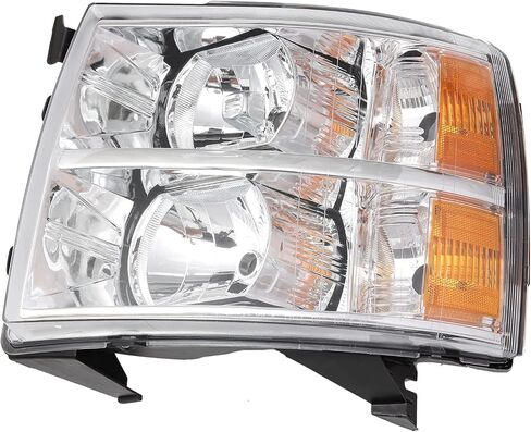 مجموعة المصابيح الأمامية لـ 2007-2013 Chevy Silverado 1500، 07-14 2500HD 3500HD كشافات أمامية مع حزام أسلاك المصباح الأمامي، كروم كهرماني in Saudi Arabia
