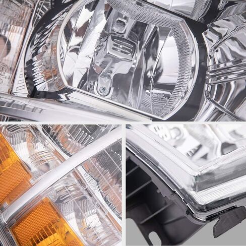 مجموعة المصابيح الأمامية لـ 2007-2013 Chevy Silverado 1500، 07-14 2500HD 3500HD كشافات أمامية مع حزام أسلاك المصباح الأمامي، كروم كهرماني in Saudi Arabia