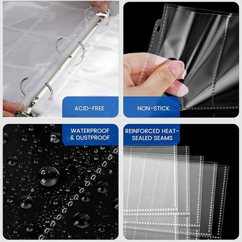 20 PCS Toploader Sleeves, 9 Pocket TopLoader Binder Pages for 3 Ring Binder, Trading Card Binder Pages Fit for 3"x 4" 35PT Toploaders in Kuwait