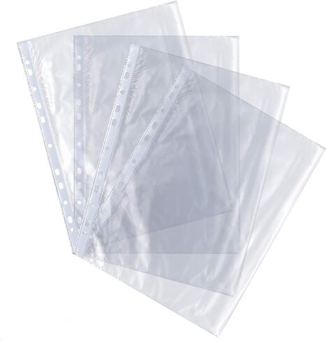 100 ورقة شفافة غير وهجية فضفاضة من أوراق الورق مقاس A4، واقيات أوراق الحروف، 11 فتحة تناسب المجلدات الحلقية 2 و3 و4 و11 (A4) in Kuwait