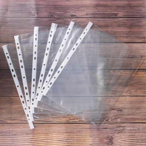 100 Sheets Clear Non Glare Loose Leaf A4 Paper File Letter Sheet Protectors, 11 Hole Fits for 2, 3, 4, and 11 Ring Binders (A4) in Saudi Arabia