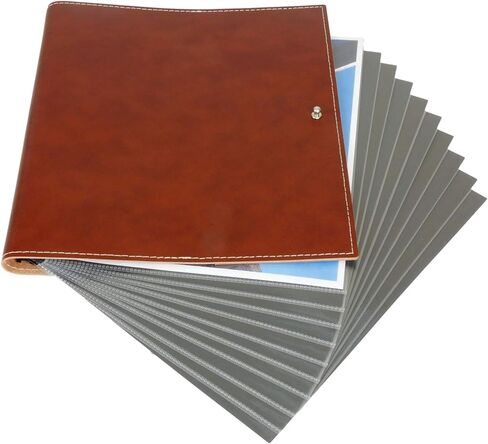 كتاب عرض متعدد الحلقات من الجلد البني مقاس 11 × 14 بوصة (عمودي) + 10 واقيات أوراق خالية من الأحماض الأرشيفية للمطبوعات والصور مقاس 11 × 14 بوصة in Kuwait