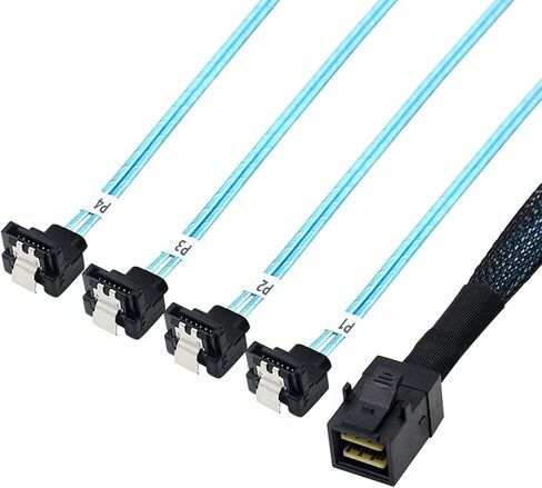 Internal HD Mini SAS (SFF-8643 Host) - 4X SATA Target Angle Cable, SFF-8643 for Controller 4 Sata Connect to Hard Drive 0.5M 1.6FT in Saudi Arabia