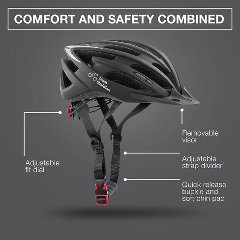 Team Obsidian Airflow Adult Bike Helmet - Lightweight Helmets for Adults with Reinforcing Skeleton - Unisex Bicycle Helmets for Women and Men - Comfortable and Breathable Cycling Mountain Bike Helmet in Saudi Arabia
