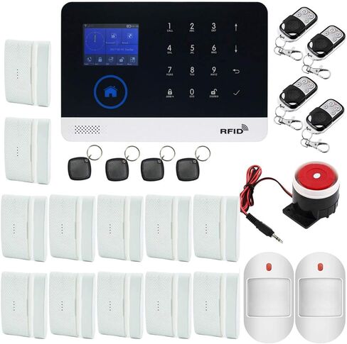 نظام إنذار ضد السرقة من WiFi GSM Tuya Wireless Home Office Security، التحكم في التطبيق، متوافق مع Amazon Alexa وGoogle Home، يدعم الوصول إلى RFID، طالب تلقائي مضاد للسرقة، سهل التركيب in Kuwait
